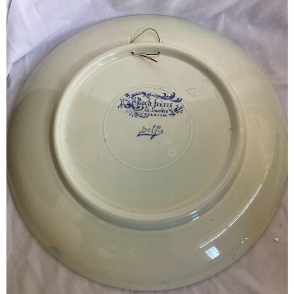 Bock Frères La Louvière Belgium Delft Blue Set of 2 – 12” Wall Plates Portraits - Picture 4 of 7